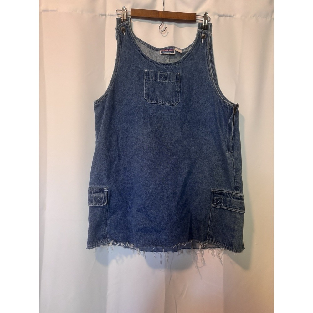 Vintage Blue denim Dress/jumper 90s 100% Cotton Pockets Size XL North Crest